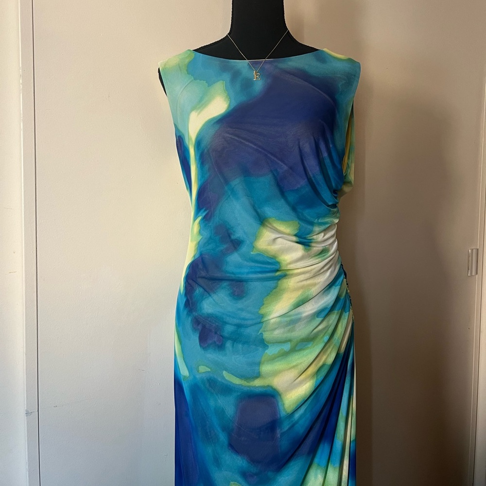 Calvin Klein blue & green maxi dress.